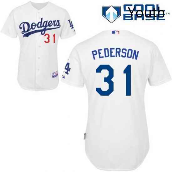 Youth Majestic Los Angeles Dodgers 31 Joc Pederson Authentic White Home Cool Base MLB Jersey